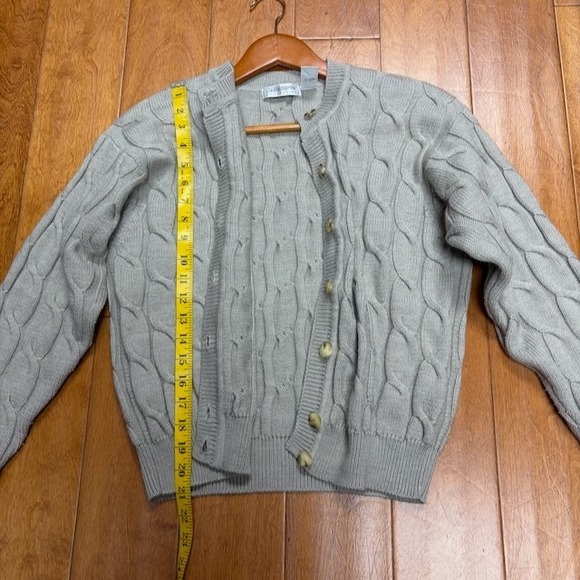 Liz Claiborne Preppy Academia Cable Knit Cardigan Size‎ M Wool Cashmere Blend - Picture 4 of 8